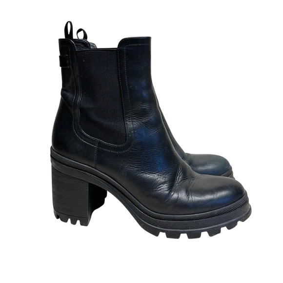 Veronica‎ Beard Womens 10 Winnie Combat Boots Black Chunky Heel Lug Sole - Picture 1 of 5